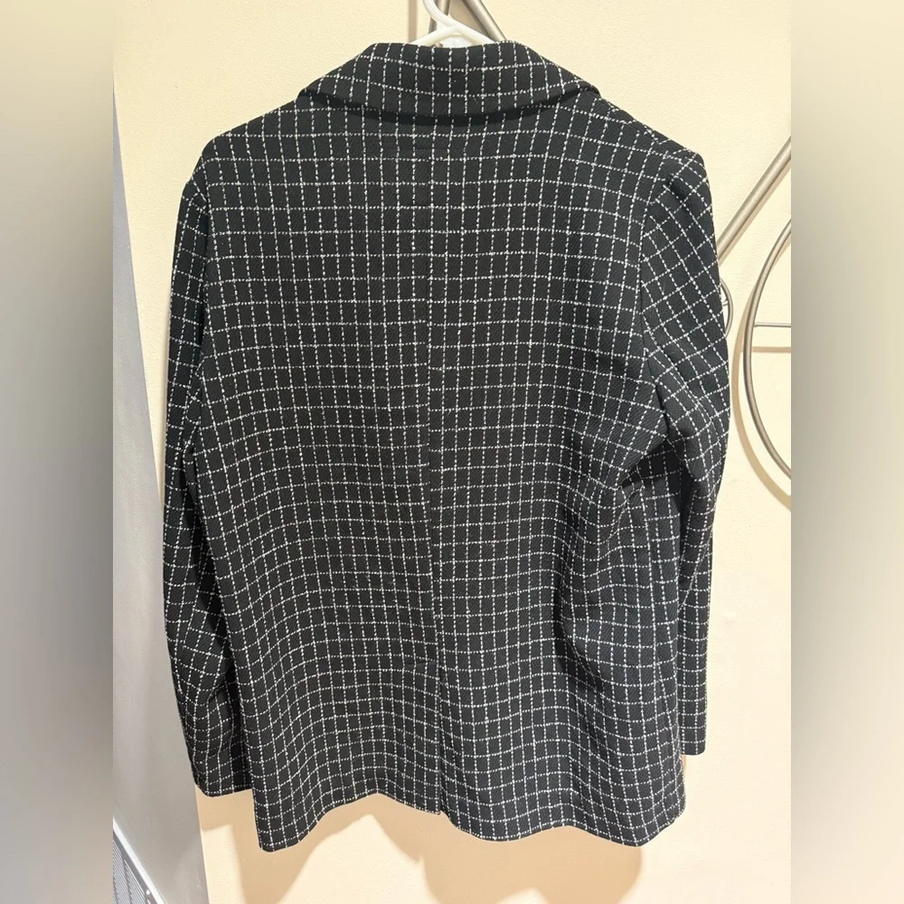 Sanctuary Black and White Grid Pattern Blazer, One Button Closure Size S